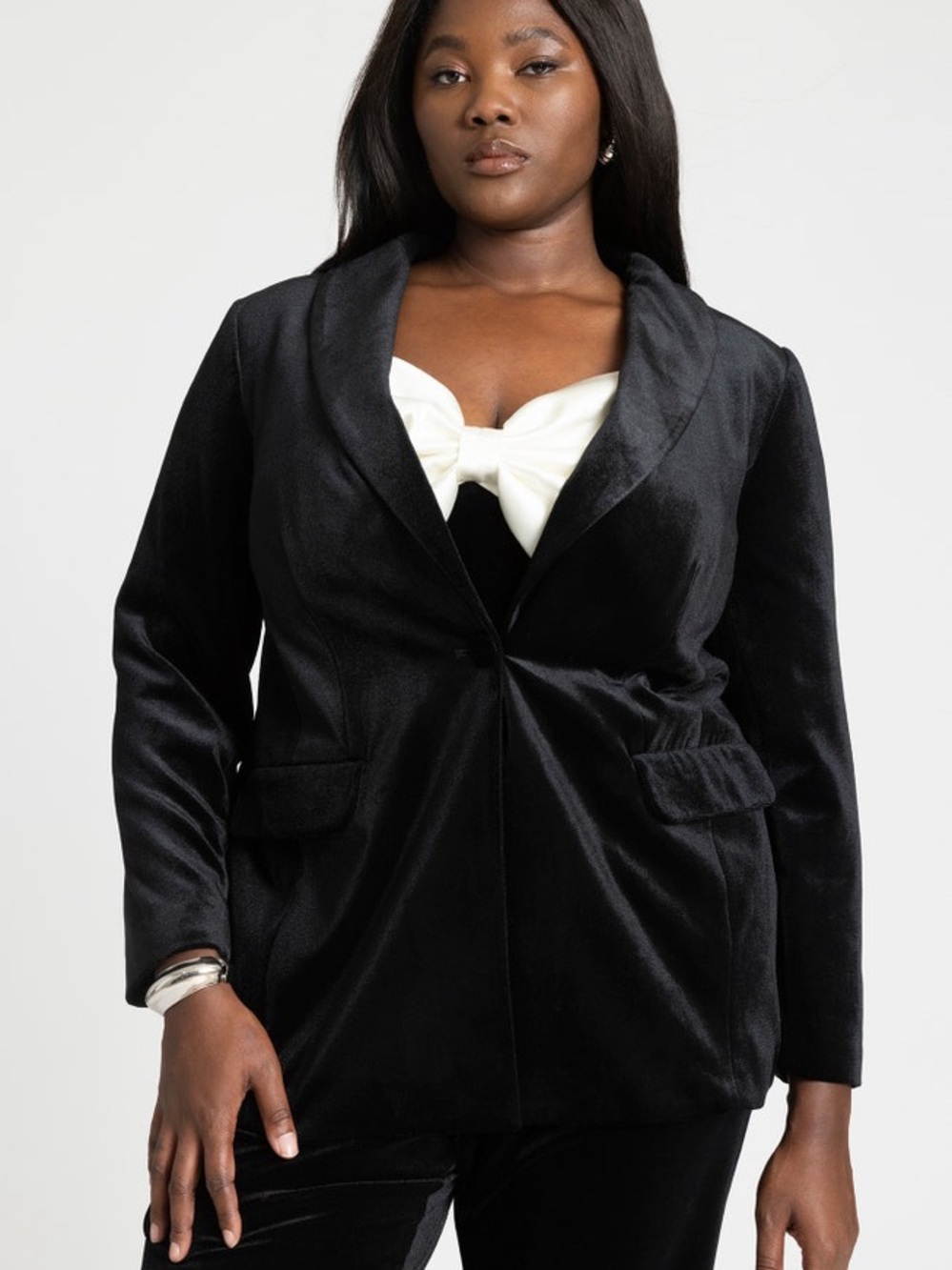 Eloquii Slim Velvet Tuxedo Blazer